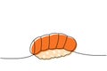 Sake nigiri sushi one line colored continuous drawing. Japanese cuisine, traditional food continuous one line Royalty Free Stock Photo