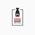 Sake shop logo. Sake bottle on white background