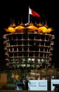 SAKHIR, BAHRAIN-MARCH18: The illumiinated VIP tower Sakhir tower at Bahrain International Circuit on March 13, 2017 in Sakhir, Royalty Free Stock Photo