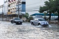 SAKON NAKHON, THAILAND - AUGUST 2, 2017 : Streets water flooded with sonka storm