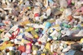 Sakonnakhon province,Thailand, october 18,2019: pile used plastic bottles