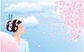 Sakura blossom and japanese girl