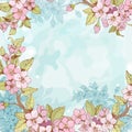 Sakura branch frame background Royalty Free Stock Photo