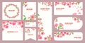 Sakura cards design. Invitation, flyers and business card template. Blooming japanese flowers branches, peach or cherry Royalty Free Stock Photo