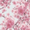 Sakura cherry blossoms in watercolor style - soft pink illustrated pink floral background Royalty Free Stock Photo
