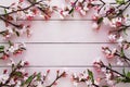 Sakura elegance empty wooden table adorned with sakura flowers illustration