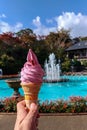 Sakura flavor ice cream in the Gora Park. Kanagawa Prefecture, Japan