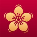 Sakura flower decorative element. Chinese traditional floral decorative element. Flower pattern.