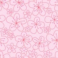 Sakura flower line seamless pattern