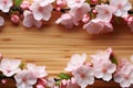 Sakura flowers in a bamboo frame, a springtime celebration of nature