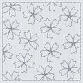 Sakura flowers in the frame Sashiko Quilting motif Royalty Free Stock Photo