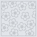 Japanese sashiko frame for handiwork Sakura flower Royalty Free Stock Photo