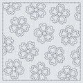 Sakura flowers in the frame Sashiko Quilting motif Royalty Free Stock Photo