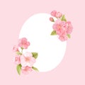 Sakura flowers realistic floral frame banner. Cherry blossom vector wedding card design. Spring flower illustration Royalty Free Stock Photo