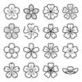 Sakura icons isolated on a white background