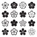 Sakura icons isolated on a white background