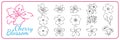 Sakura line icons set. Linear Japanese cherry blossom symbols isolated on a white background. Spring vector illustration Royalty Free Stock Photo