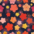 Sakura many japan color seamless pattern