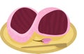 Sakura Mochi with azuki paste on plate vector illustration