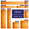 Sakura over orange. Vector WEB banners set. Royalty Free Stock Photo