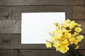 Sakura, paper and wooden background Royalty Free Stock Photo