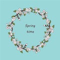 Sakura postcard. Vector spring postcard template. Spring time. Spring