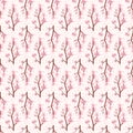 Sakura seamless pattern. Botanic endless background. Vector hand drawn illustration Royalty Free Stock Photo