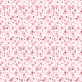 Sakura seamless pattern. Floral endless background. Japanese cherry pink blossom repeat print. Vector hand drawn illustration Royalty Free Stock Photo