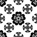 Sakura seamless stylized flower, symbolizes the arrival of spring, the Japanese symbols, black on white background