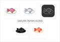 Sakura taiyaki icons set