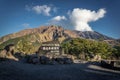 Sakurajima volcano with plume