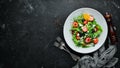 Salad. Salad of arugula, blue cheese, strawberries and blueberries. Royalty Free Stock Photo