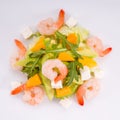 Salad with avocado and mango shrimps on a white background for the site3 Royalty Free Stock Photo