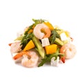 salad with avocado and mango shrimps on a white background for the site1 Royalty Free Stock Photo