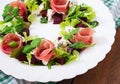 Salad with baked beet, blue cheese, ham Royalty Free Stock Photo
