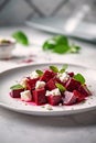 salad with baked beets and soft cheese
