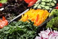 Salad bar with different fresh ingredients as background Royalty Free Stock Photo