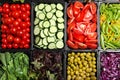 Salad bar with different fresh ingredients as background Royalty Free Stock Photo