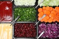 Salad bar with different fresh ingredients as background Royalty Free Stock Photo