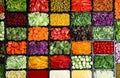 Salad bar with different fresh ingredients as background, top view Royalty Free Stock Photo