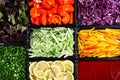 Salad bar with different fresh ingredients as background Royalty Free Stock Photo