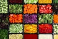 Salad bar with different fresh ingredients as background Royalty Free Stock Photo