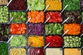 Salad bar with different fresh ingredients as background Royalty Free Stock Photo