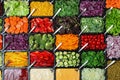 Salad bar with different fresh ingredients, top view Royalty Free Stock Photo