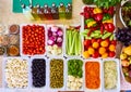 Salad Bar Fresh Vegetables sliced Top view Tomato Carrot Celery Cucumber Cherry tomato Sweet pepper. Royalty Free Stock Photo