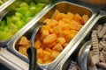 Salad bar include organic vegetables and cantaloupe, healthy concept