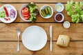 Salad bar and ingredients for making vegan sandwich Royalty Free Stock Photo