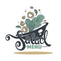 Salad Bar Menu, logo, emblem and symbol, lettering composition w