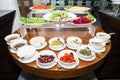 Salad bar with vegetables in the restaurant Royalty Free Stock Photo