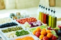 Salad bar with vegetables in the restaurant, healthy food Royalty Free Stock Photo